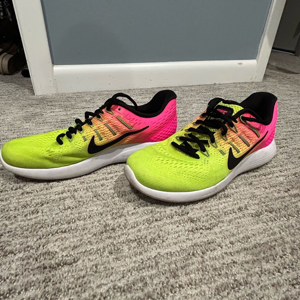 Nike Bright Green and Pink Athletic Shoes